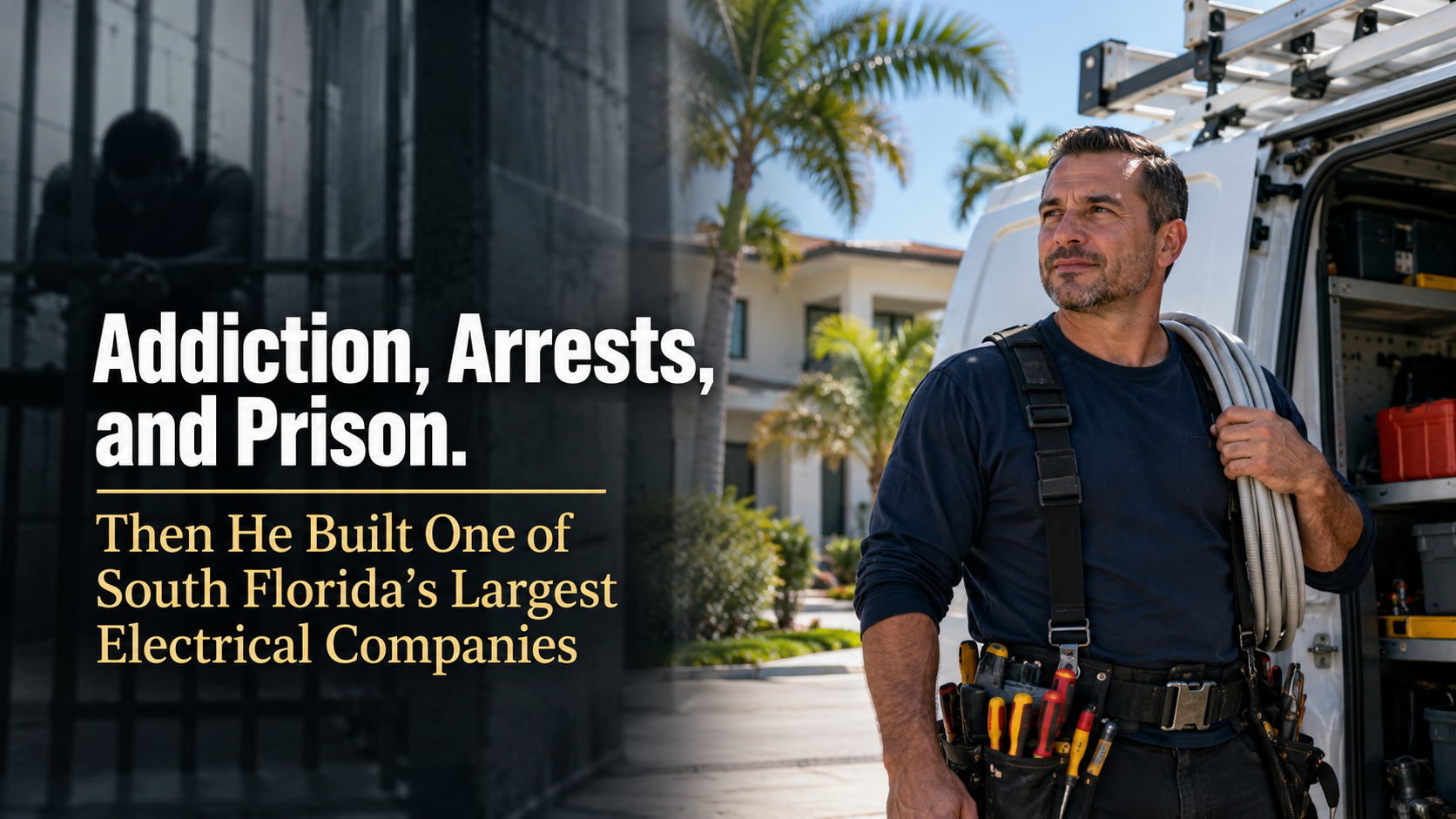 Derek Lewis went from addiction, arrests, and prison to building one of South Florida's largest electrical companies