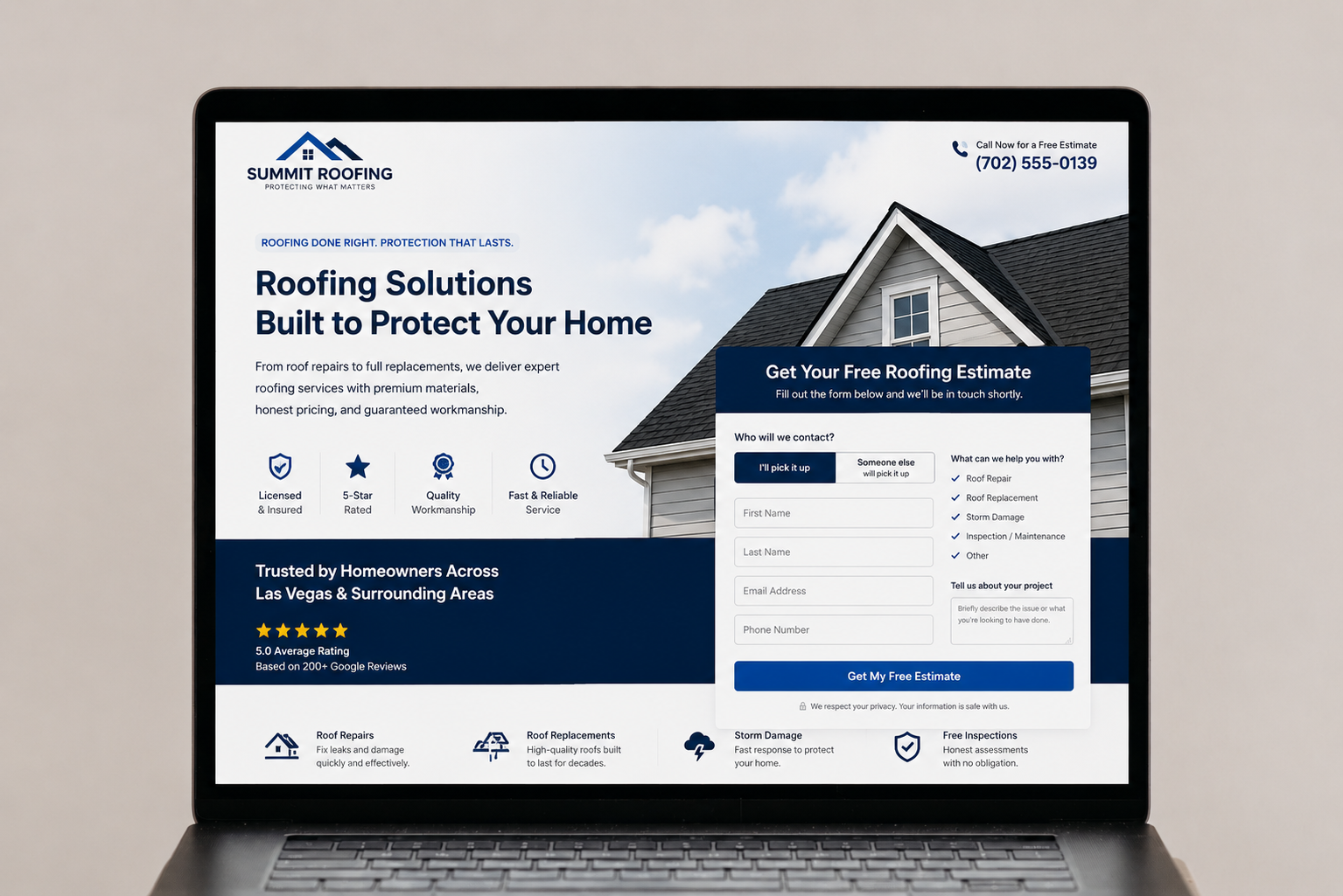 Roofing landing pages that convert