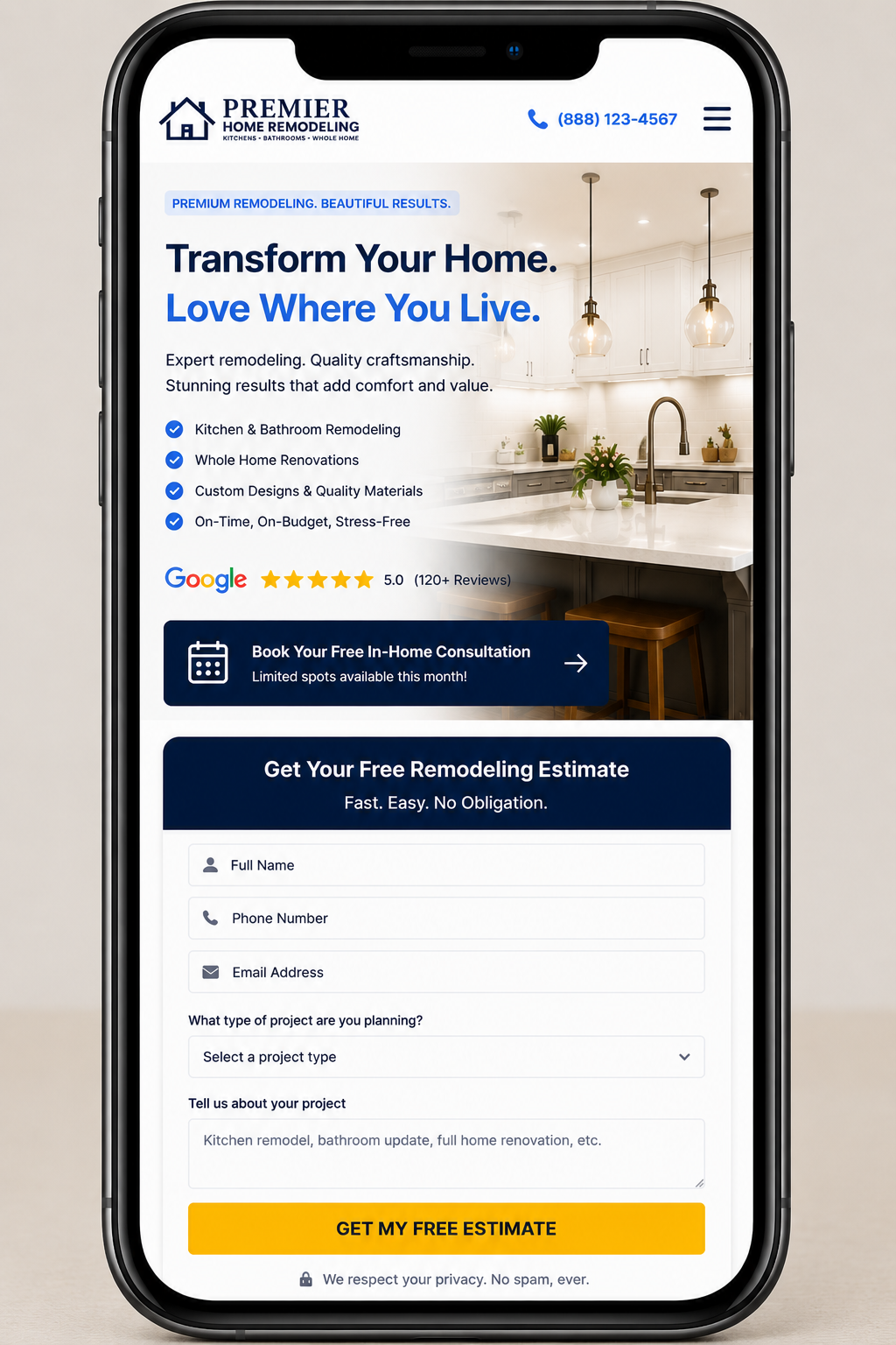 High-converting landing pages for home improvement contractor advertising campaigns